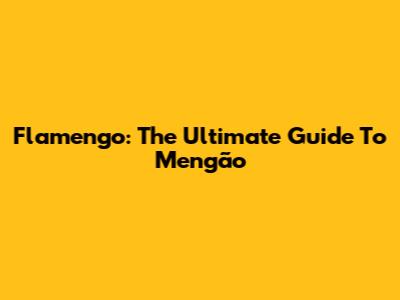 Flamengo: The Ultimate Guide To Mengão