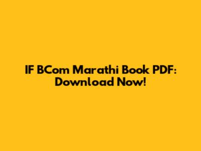 IF BCom Marathi Book PDF: Download Now!