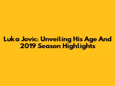 Luka Jovic: Unveiling His Age And 2019 Season Highlights