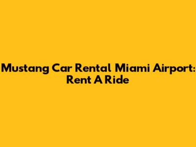 Mustang Car Rental Miami Airport: Rent A Ride